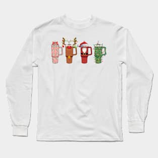 Christmas Coffee Tumblers With Handle Long Sleeve T-Shirt